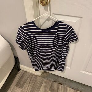 Woman’s blue and white striped T-shirt size large from old navy